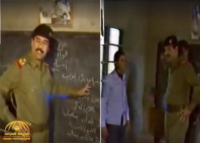 شاهد .. فيديو نادر لـ"صدام حسين" يعطي درسًا للتلاميذ في اللغة العربية!