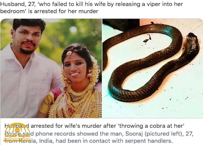 "فشل في المحاولة الأولى".. هندي يقتل زوجته بـ "كوبرا" للاستيلاء على ثروتها (صور)
