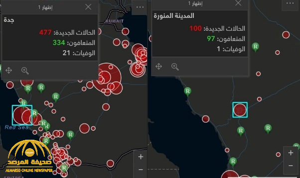 "جدة تتصدر والرياض ثالثًا".. بالأرقام: خريطة توزيع وفيات كورونا اليوم في 5 مدن بالمملكة