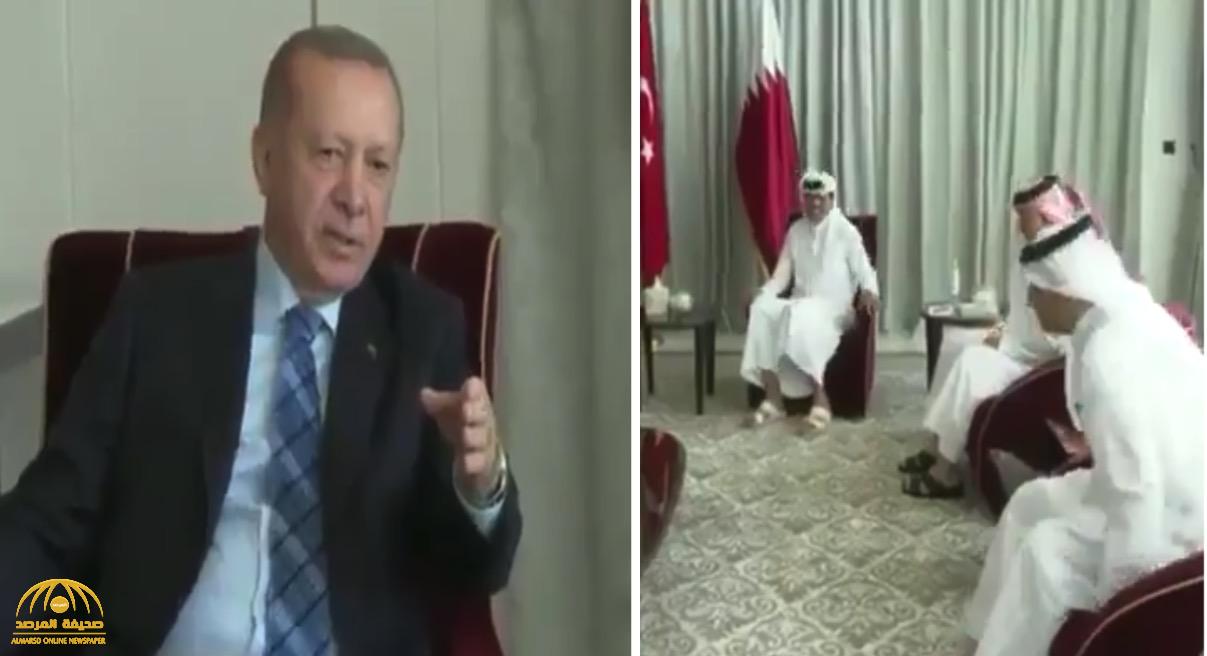 بالفيديو: أردوغان يحرج وزير خارجية قطر ويأمره بتعديل جلسته!