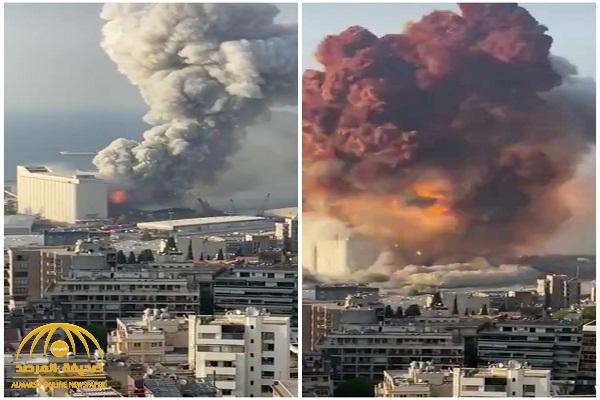 شاهد :  فيديو جديد يظهر ضخامة الانفجارالهائل الذي وقع  وسط العاصمة اللبنانية بيروت  والضحايا بالعشرات