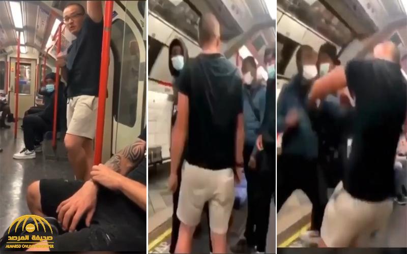 بالفيديو: رجل أبيض في حالة غير طبيعية يسخر من آخر أسود  داخل مترو في لندن .. شاهد: ردة فعل الأخير!