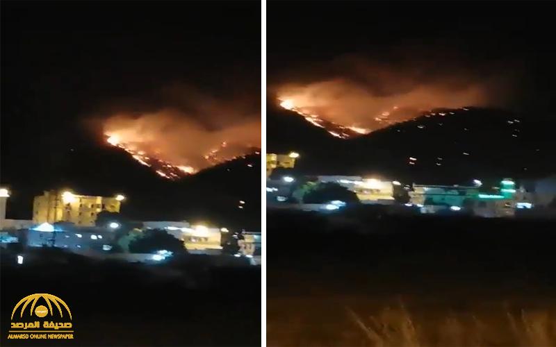 شاهد: لحظة اشتعال النيران في جبل عمد بمحافظة ميسان