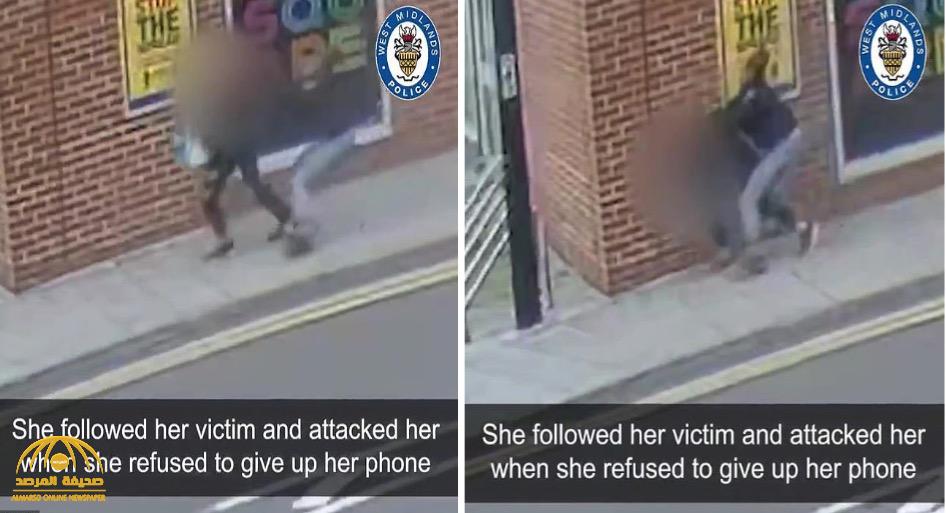 امرأة سوداء تعتدي على أخرى  في شارع ببريطانيا.. شاهد ردة فعل الضحية !