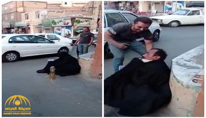 شاهد.. ضبط إيراني متنكر في "عباءة ونقاب" يشحذ  في أحد شوارع العاصمة طهران