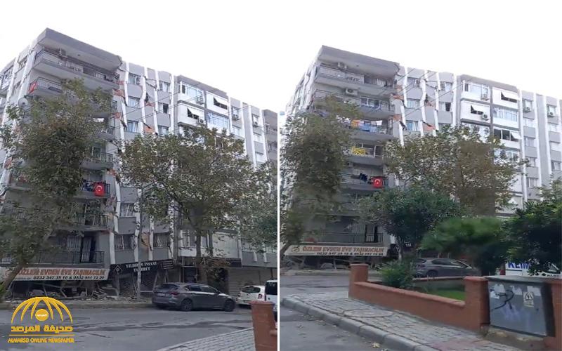 شاهد: لحظة انهيار عمارة ضخمة بسبب الزلزال القوي الذي ضرب مدينة إزمير التركية
