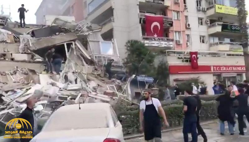 شاهد أول مقاطع فيديو ترصد الدمار الذي تسبب فيه زلزال مدينة أزمير التركية