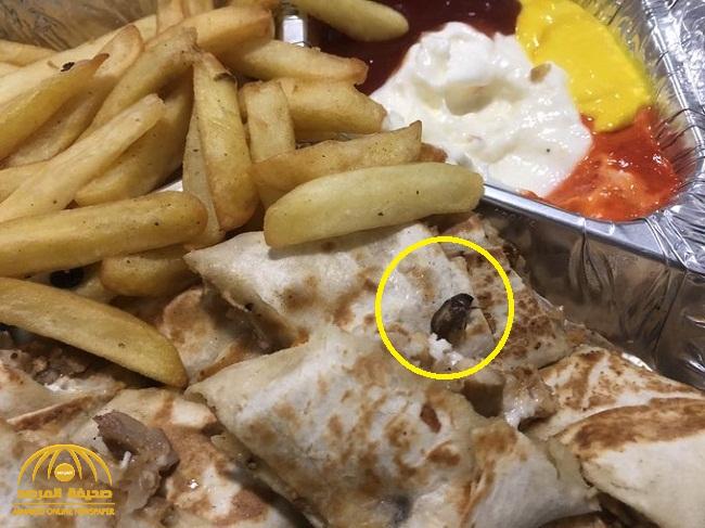 مواطن يرصد حشرة داخل وجبة في مطعم بجازان .. ورد صادم من أحد العمال!