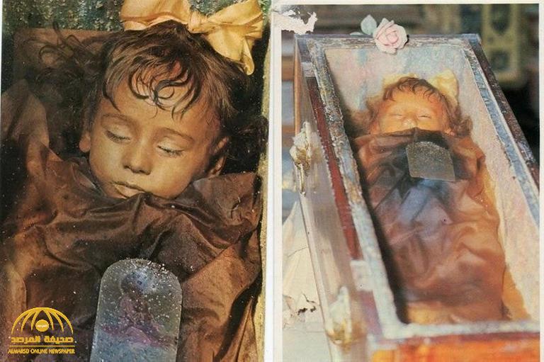 بالصور .. جثمان طفلة يحتفظ بكامل هيئته رغم مرور ١٠٠ عام على وفاتها