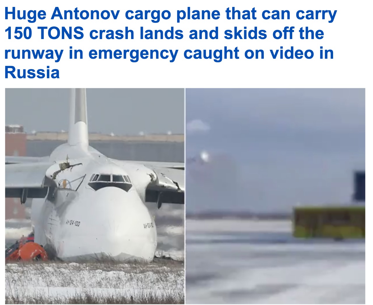 شاهد .. تحطم طائرة روسية عملاقة بعد إقلاعها بدقائق