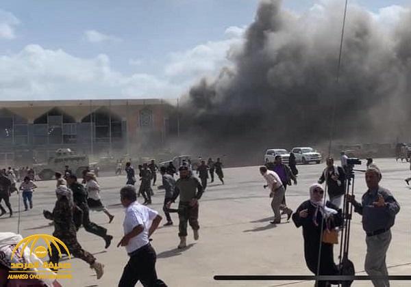 شاهد : هلع ورعب لحظة استهداف مطار عدن وفيديو يوثق حجم الخسائر التي سببها الهجوم بقذائف الهاون