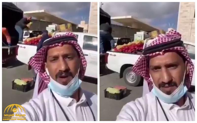 شاهد : مواطن  "بائع خضار" يوثق بهاتفه لحظة مصادرة أمانة الباحة بضاعته وشخص يحاول منعه من التصوير