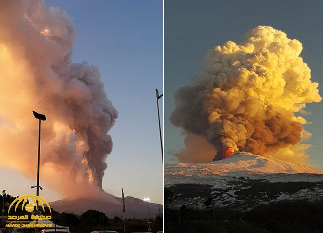 شاهد: بركان ضخم يثور في إيطاليا .. وأعمدة الدخان تصعد إلى السماء