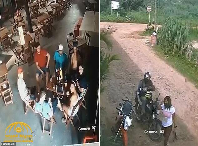شاهد.. امرأة برازيلية تقتحم حانة بـ"بندقية" وتطلق النار على رأس شابة كانت برفقة زوجها