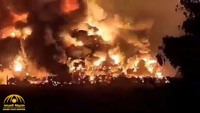 شاهد: حريق هائل في مصفاة نفط يهز إندونيسيا.. والكشف عن عدد المصابين