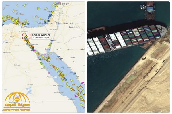 "وصل إلى المحيط الهندي".. شاهد: لقطات حديثة لتكدس السفن بقناة السويس بعد جنوح سفينة