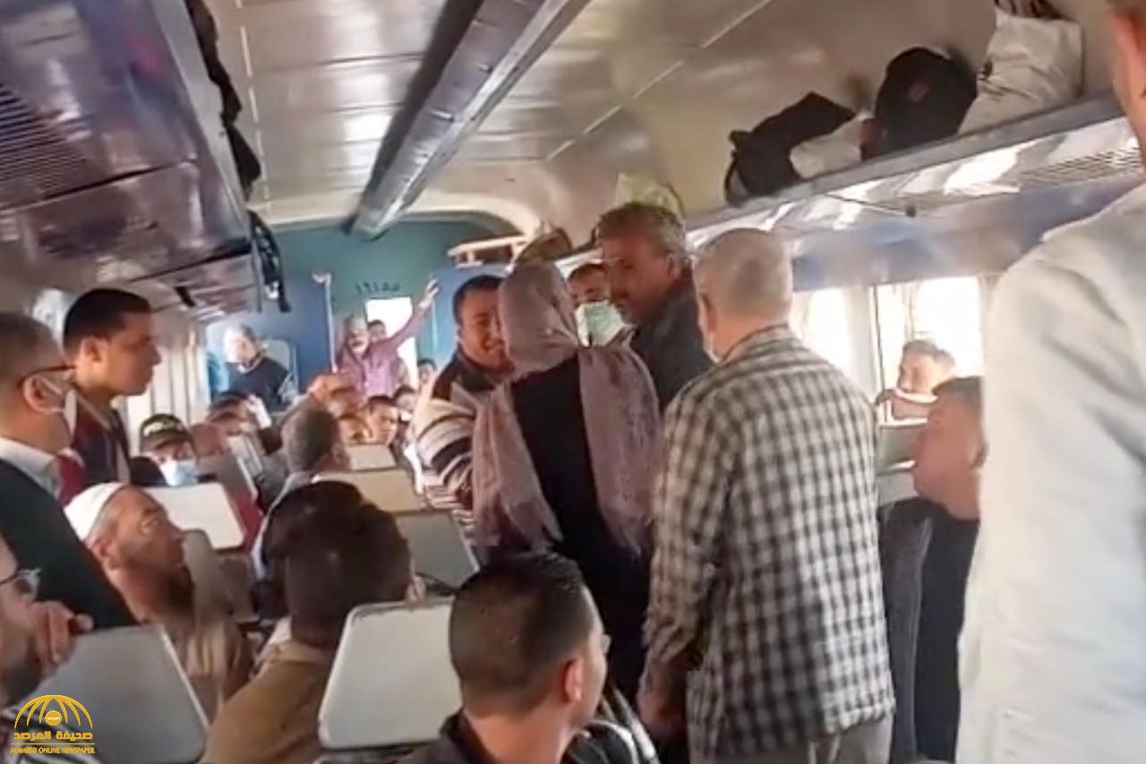 شاهد: مشاجرة بين سيدة و"بائع تذاكر" داخل  قطار في مصر