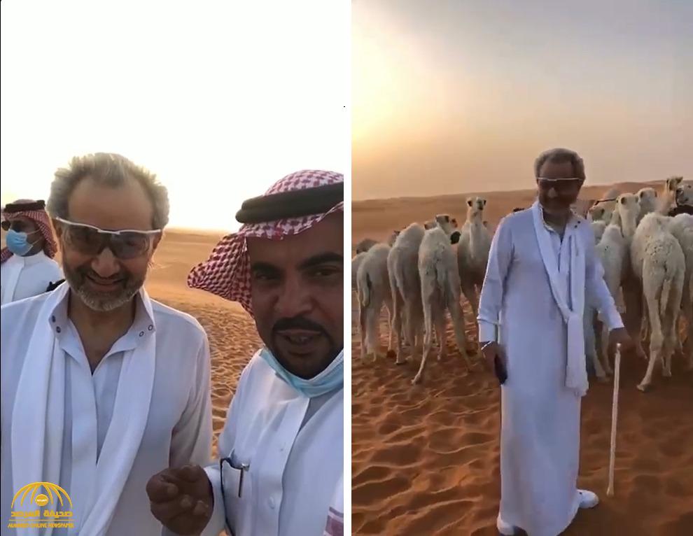 شاهد: نزهة برية  للأمير الوليد بن طلال وسط الصحراء عند الغروب!