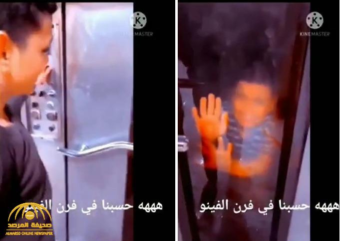 شاهد : شابان مصريان يضعان طفلا في "فرن العيش" ويصورانه