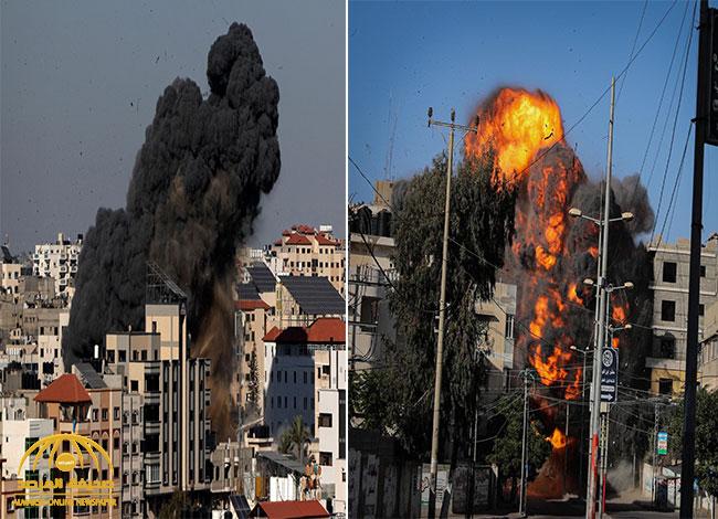 شاهد.. ‏لحظة قصف الطيران الإسرائيلي لمقر بنك الإنتاج الفلسطيني غرب غزة