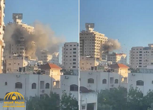 بعد نسف برج الجلاء في غزة  .. شاهد: إسرائيل تقصف "برج " آخر بطلقات تحذيرية قبل تسويته بالأرض