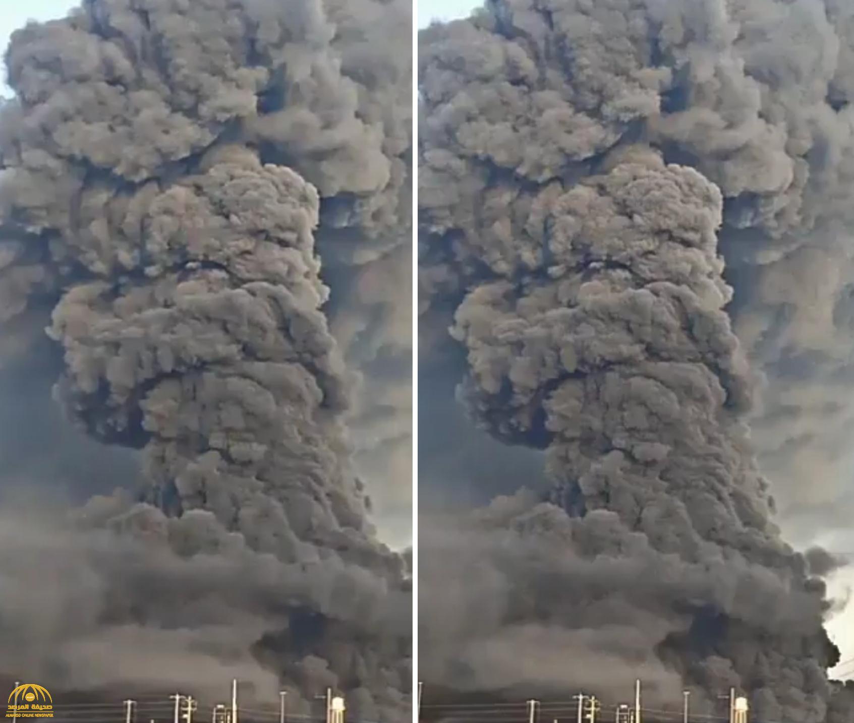 شاهد.. حريق ضخم يلتهم مصنع للكيماويات في مدينة قم الإيرانية