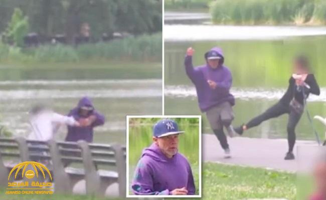 شاهد..لص أمريكي يسرق ويضرب امرأة مستغلا عجزها في أشهر حدائق نيويورك