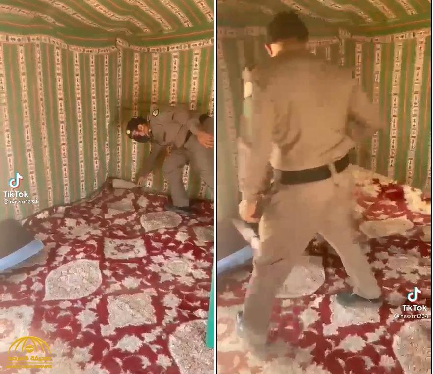 بالفيديو.. لحظة القبض على إثيوبي مخالف اختبأ في خيمة بطريقة ماكرة