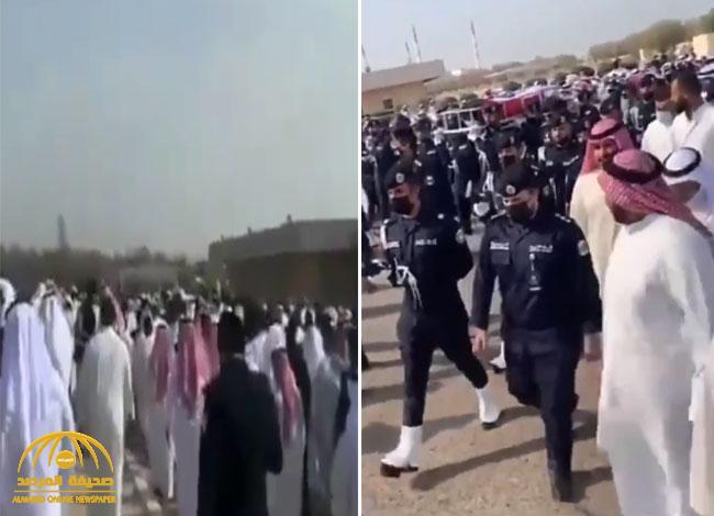 شاهد ..تشييع جثمان رجل الأمن الكويتي المقتول اليوم  على يد وافد سوري