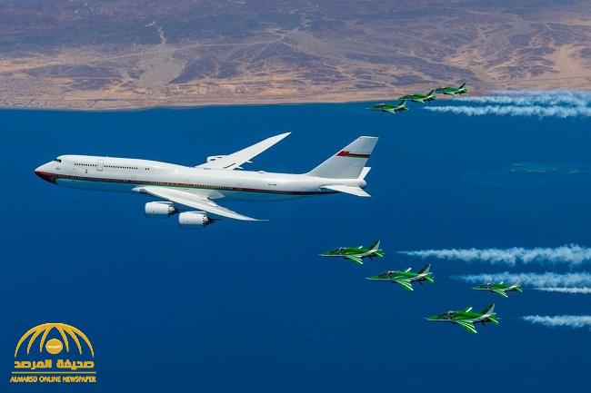 شاهد.. صور لطائرات سعودية أثناء استقبال طائرة سلطان عمان في الأجواء وترافقها حتى الهبوط