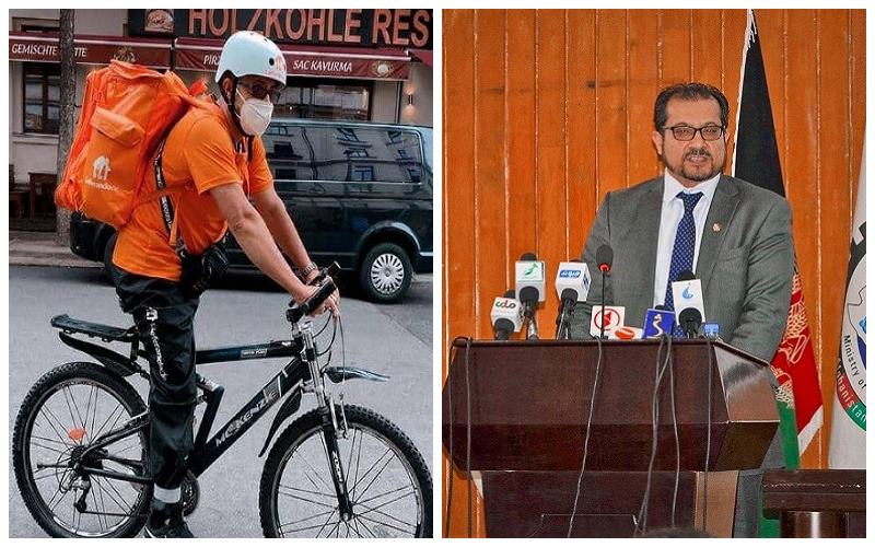بالصور.. قصة وزير أفغاني انتهى به المطاف للعمل في توصيل الطلبات على دراجة هوائية  بألمانيا