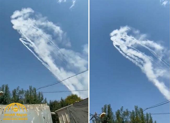 شاهد .. لحظة اعتراض القبة الحديدية في إسرائيل لصواريخ أطلقها حزب الله