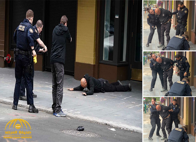 شاهد: لحظة محاصرة متهم مسلح والقبض عليه بعد تبادل لإطلاق النار وسط شارع في أمريكا