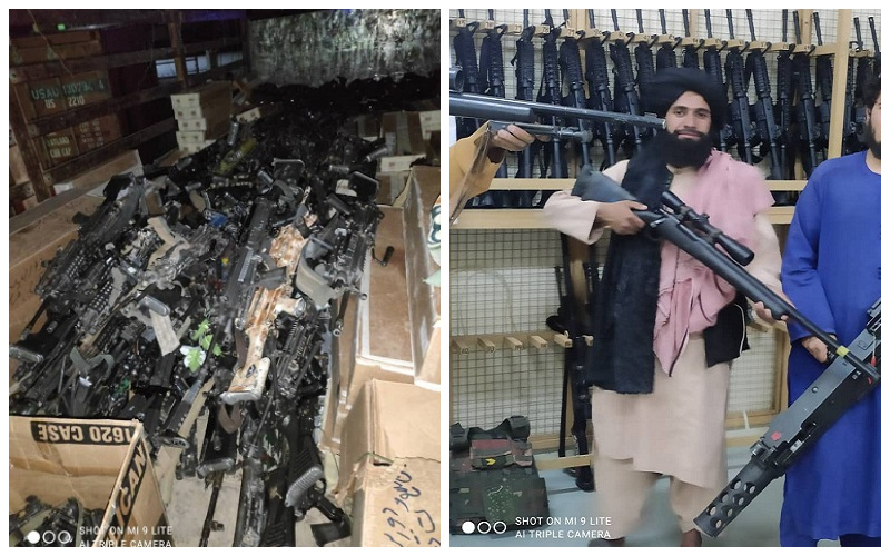 شاهد: طالبان تتمكن من الإستيلاء على عدد ضخم من الأسلحة الأمريكية