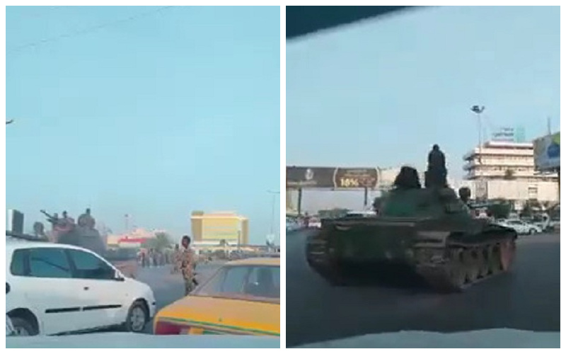 شاهد.. لحظة انتشار الدبابات في السودان بعد محاولة "انقلاب" في البلاد