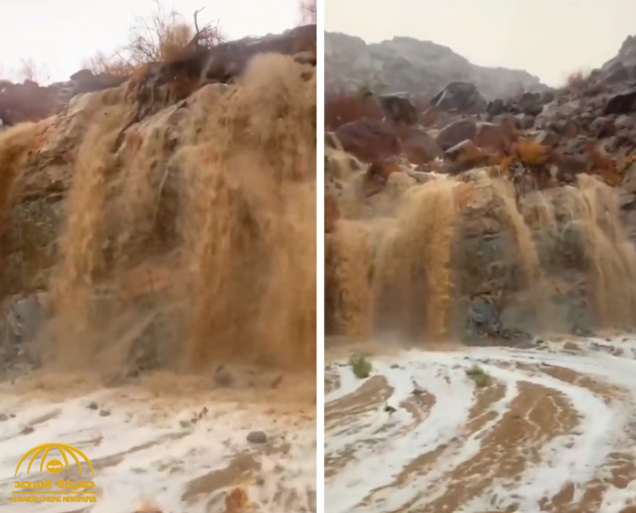 شاهد.. تساقط شلالات المياه في مكة بعد موجة أمطار غزيرة