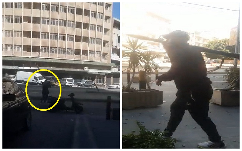 شاهد.. لحظة قنص مسلح يحمل قاذفة آر بي جي وسط بيروت