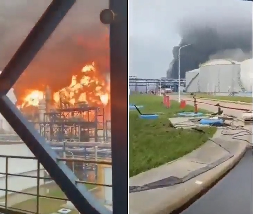 شاهد: حريق هائل في مصفاة ميناء الأحمدي بالكويت .. وأول تعليق من شركة البترول