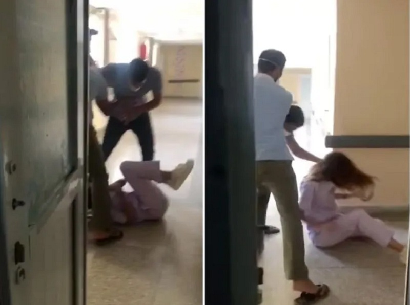 شاهد.. مراجع يعتدي على ممرضة ويوجه لها ركلات عنيفة داخل مستشفى بالمغرب