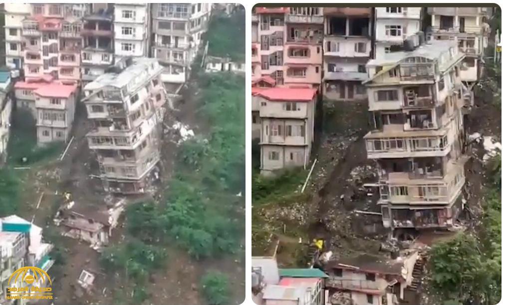 شاهد : انهيار مخيف لمبنى مكون من 7 طوابق في الهند