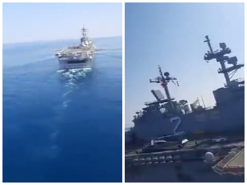 "حادث خطير".. شاهد: لحظة تحرش مروحية إيرانية بحاملة طائرات أمريكية في خليج عمان