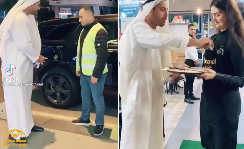 "وزع أموالًا على العمال".. شاهد: فيديو جديد للشخص الذي يرتدي الزي السعودي ويروج لمطعم تركي