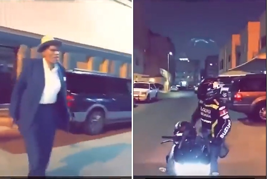 شاهد.. فيديو طريف يوثق ردة فعل قائد دراجة نارية في "هوشة" بالشارع عند رؤيته شخصًا ضخمًا