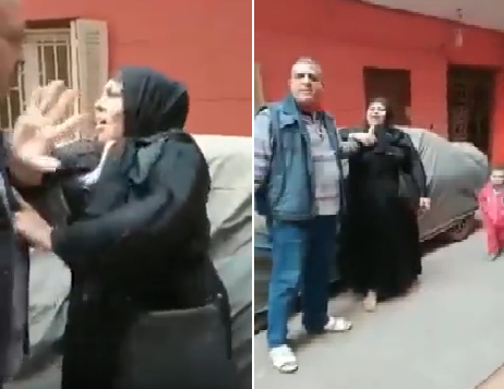 مصر..شاهد: بلطجي يصفع امرأة في شارع عام وسط صراخ أطفالها