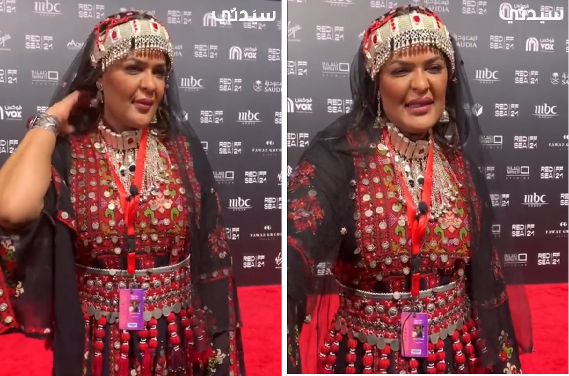 شاهد.. إعلامية سعودية تكشف سر ارتداء "زي تراثي"  أثناء حضورها  في  "مهرجان جدة السينمائي"