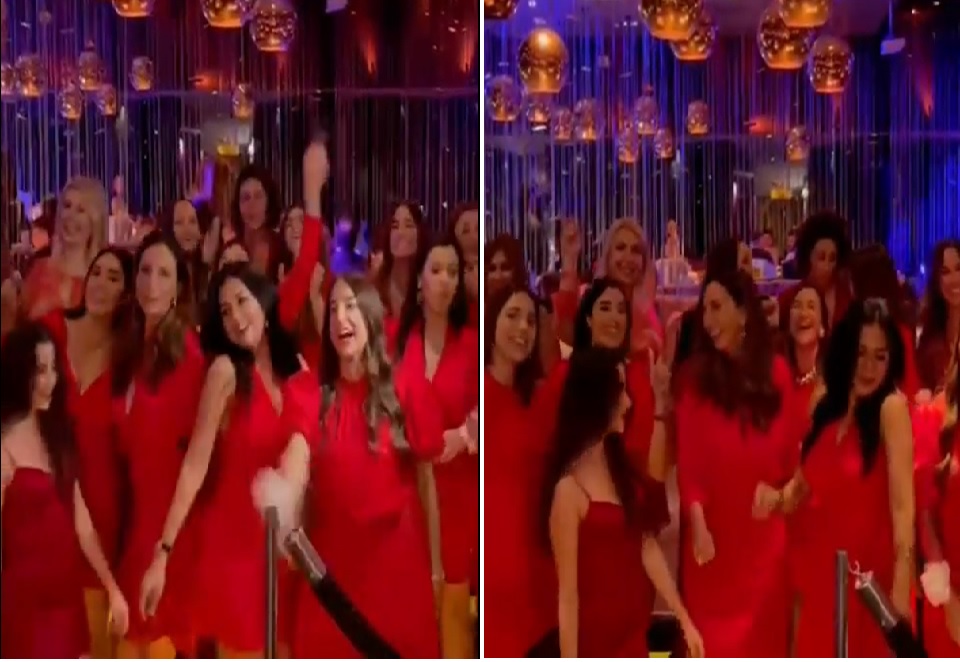 شاهد : الفنانة المصرية رانيا يوسف في وصلة رقص مع صديقاتها خلال حفل عيد ميلادها