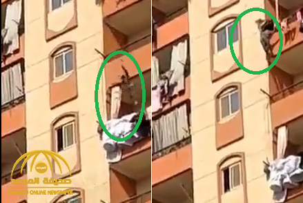 شاهد.. لحظة انتحار " مصري" بعد قتل زوجته قفزا من الطابق الـ 12 وسط ذهول المارة بمنطقة شبرا