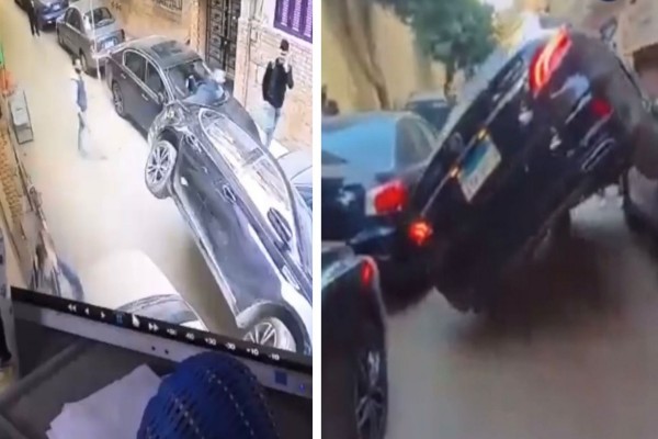 مصر.. شاهد: أغرب حادث سيارة تقودها فتاة وسط حي سكني