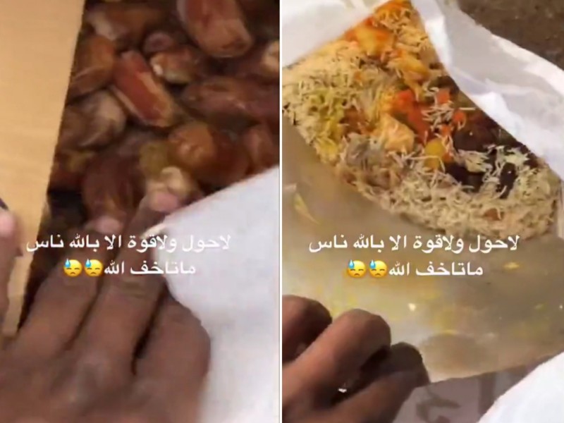 ‏شاهد.. سعودي يرصد وجبات كاملة ملقاة داخل حاوية نفايات