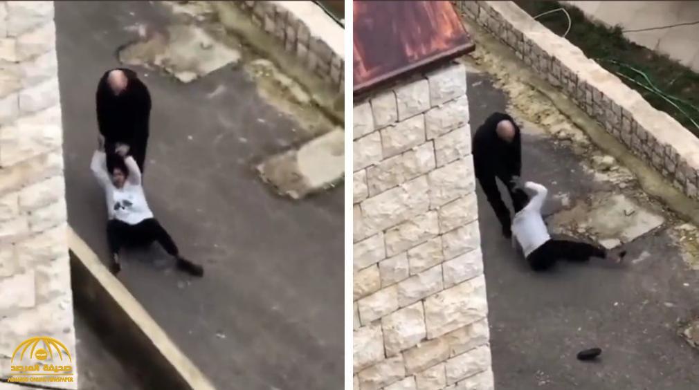 شاهد.. رجل يعتدي على "عاملة منزلية" بطريقة وحشية في لبنان